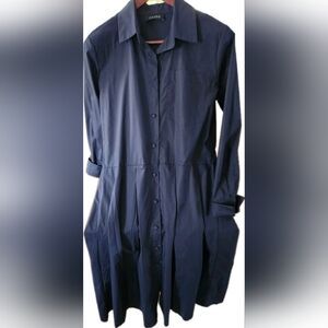 Chepe Midi Dress Maddalena Navy Blue Button-Up S Minimalist Lux Resort